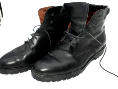 All Leather To Boot New York Size 12 Mens Lace Up Black Boot Gran Sasso Bottom