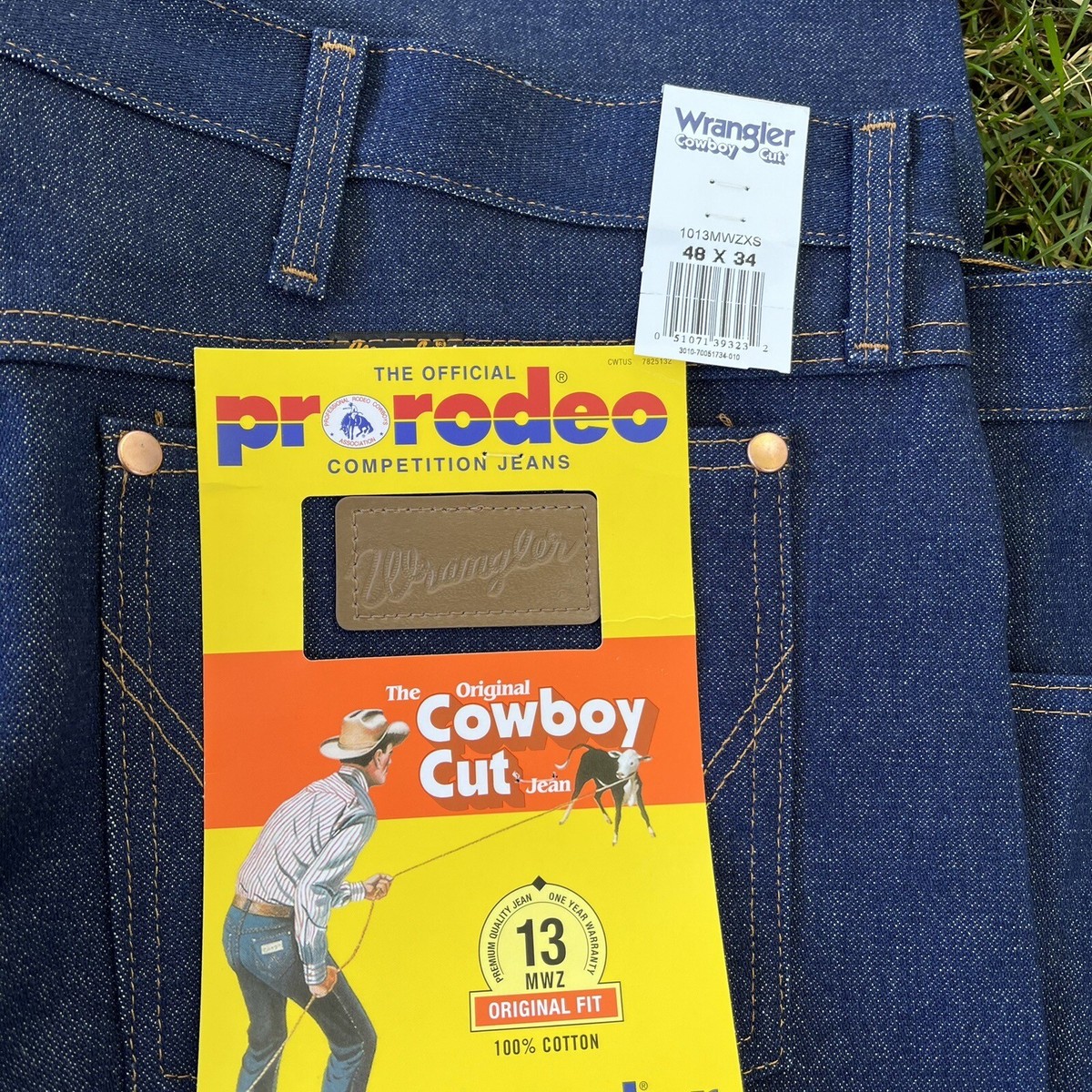 Vintage Deadstock Wrangler Jeans Pro Rodeo Cowboy Cut Denim 48x34  