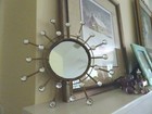 Decorative Metal 10" Round Wall Hanging Mirror-Prisms-Lkn