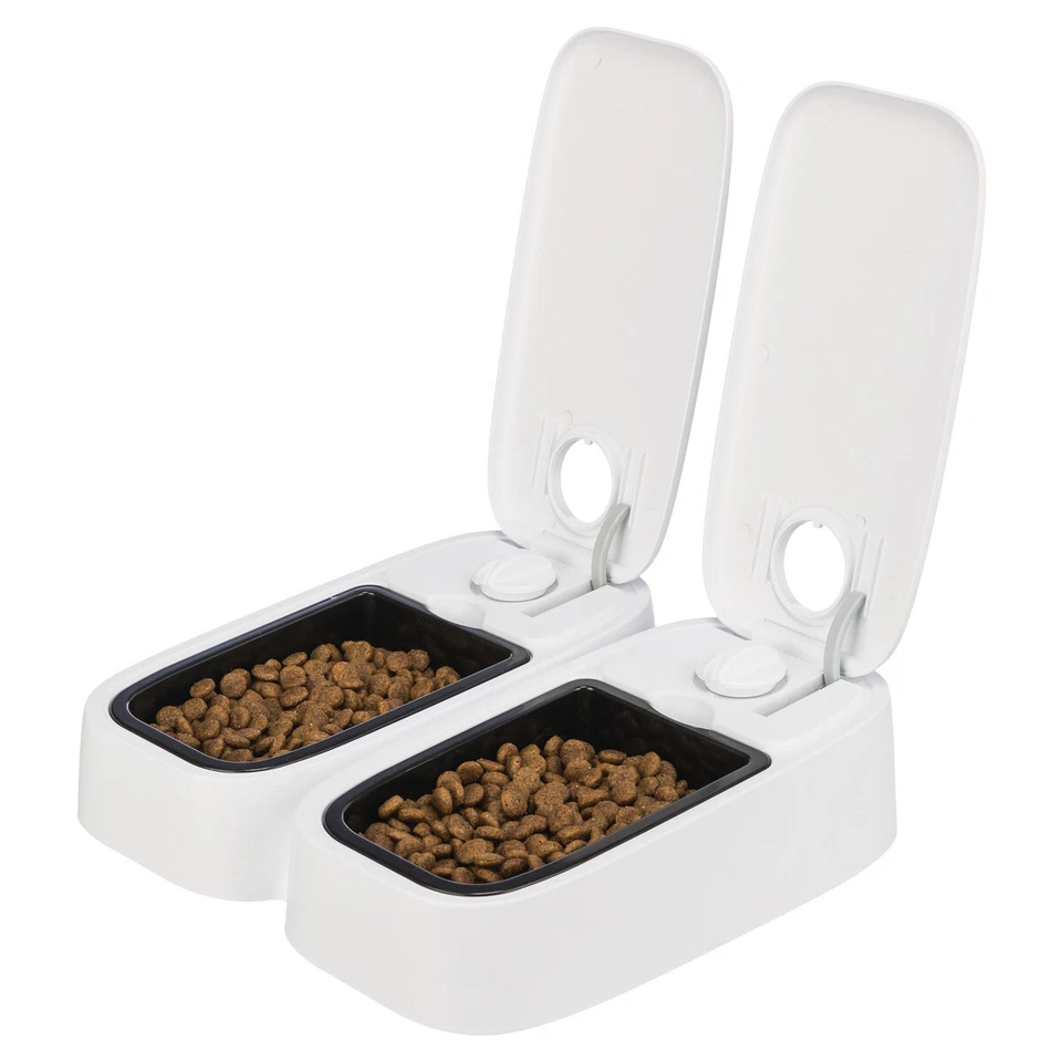 Trixie Futterautomat TX2 für Hunde & Katzen, 2 x 300 ml, weiß, 48h Timer - Bild 2 von 4