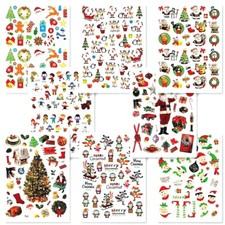 CHRISTMAS STICKERS Santa Elf Tree Snowman Reindeer Penguin Photo Foil USA MADE