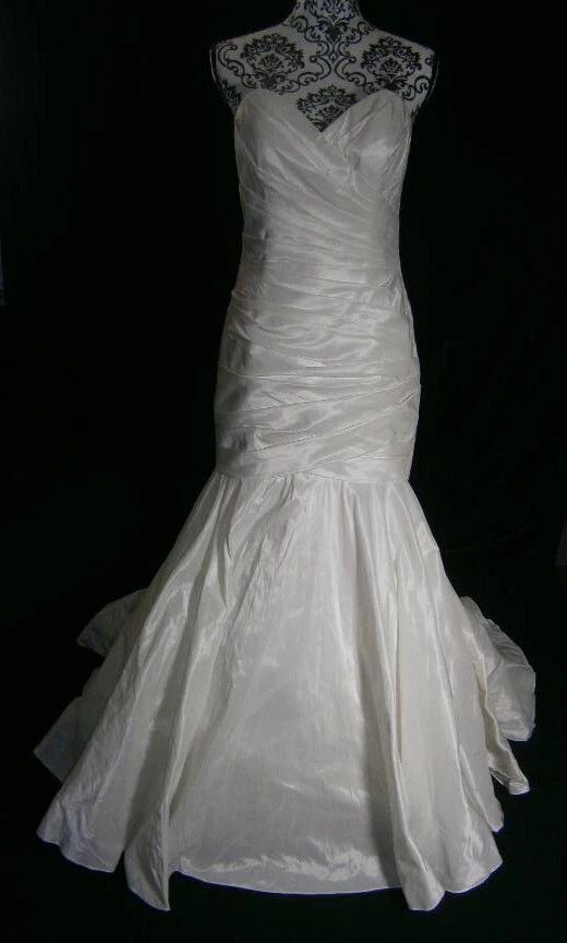 Watters Brides Eggshell Wedding Gown Dress Size 12 Mermaid Silk Blend NWT $1,699 - Image 2 of 4