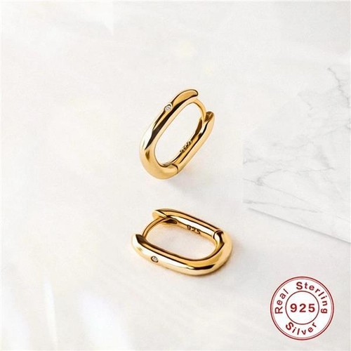 Ohrringe Kreolen Silber 925 Damen Frauen Oval Zirkon weiß - Bild 2 von 8