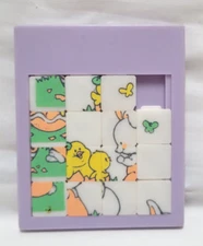 Vintage Easter Slide Puzzle - Rabbit Bunnies Eggs Chicks Chickens - Easter