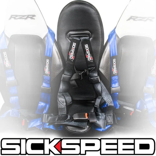 ONE MIDDLE BUMP SEAT FOR 2008-2013 RZR UTV CARBON FIBER W BLACK 4 POINT HARNESS