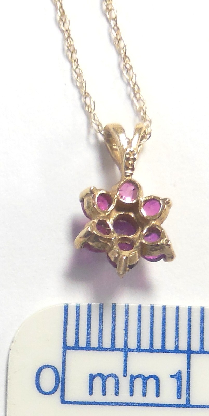 Solid 14K Yellow Gold .45ctw 7 Ruby Star Shape Pe… - image 6