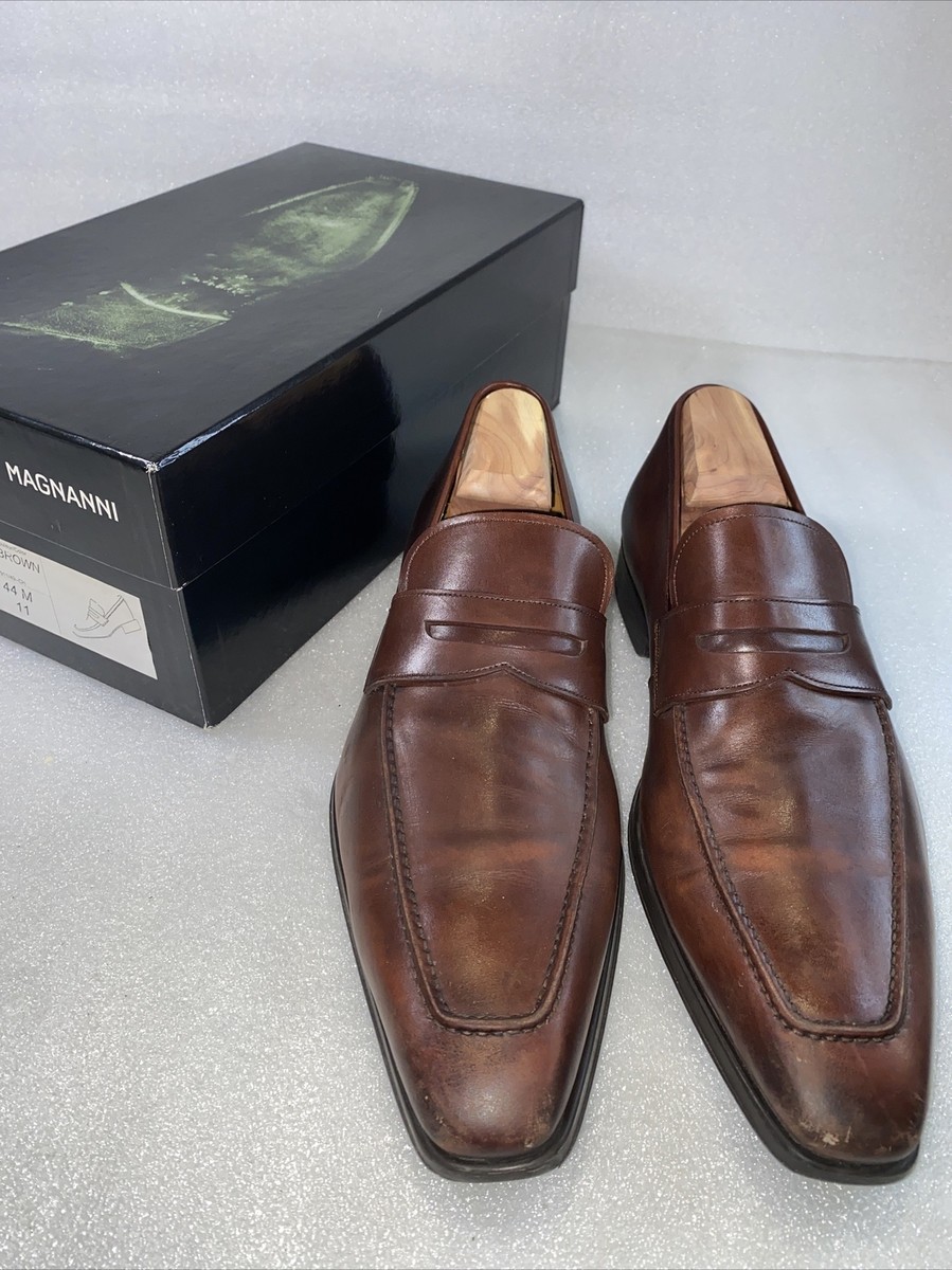 Magnanni Mens Brown Leather Loafers Slip On Dress Shoes Size 11M Magnanni Antonio Loafers Slip On Brown Mens Size 11M US  main image 3