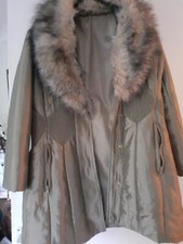 Quilted Zip Front Fur Collar ( Detachable) Size 16 By Joanna Hope Taupe Colour