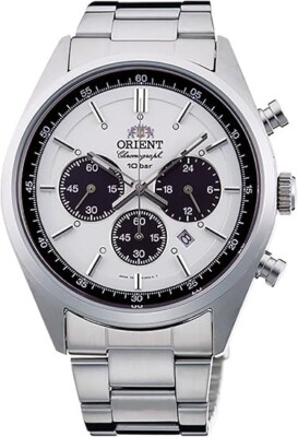 ORIENT Watch Panda Solar Chronograph Japan White Men's Neo 70's WV0041TX New