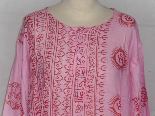 Hindu God Print Kurta Long Sleeve Shirt Ethnic Ganesh Krishna Natraj Om Shiva - Picture 10 of 48