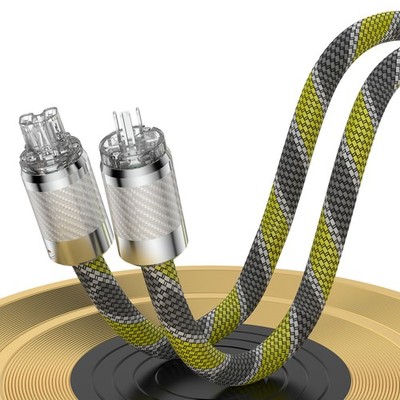 OFC HIFI Power Cord with Rhodium Carbon Fiber IEC EU/US Plug Schuko Power cable