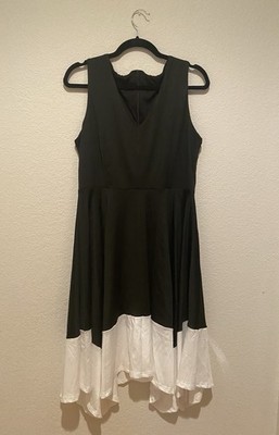 Moss Rose Women s Size Large Black V-Neck Sleeveless Asymmetrical Hem Midi Dress
