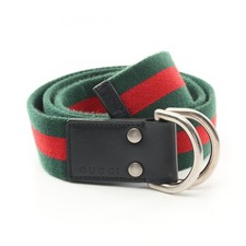 GUCCI Sherry line belt canvas leather Green Red Used Women