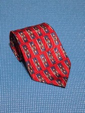 Ketch Classics Metallic Red Blue Print Tie Usa Geometric