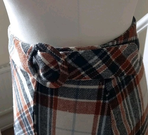 Brown & White Checked Tartan Plaid Lined Skirt Size 16 Length 18" Next - Picture 4 of 8