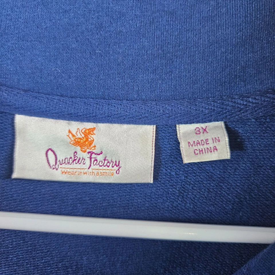 Suéter Quacker Factory Mujer 3X Cremallera Completa Mariposa Bordado Azul Púrpura Foto 4 de 4