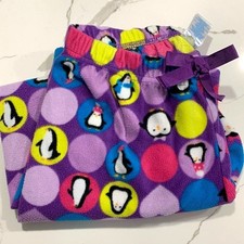 The Children  s Place  Girls Purple Penguins Fleece Pajama PJ Pants Size 7/8