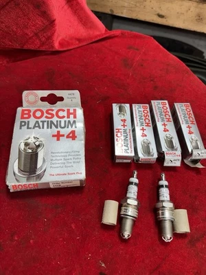 NOS Bosch Platinum Performance Spark Plugs 4478 New Set 4 Vintage Stock Old - Bild 1 von 4