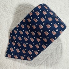 Vineyard Vines Boys 100% Silk Tie Navy American Flag Stars USA Made NWT