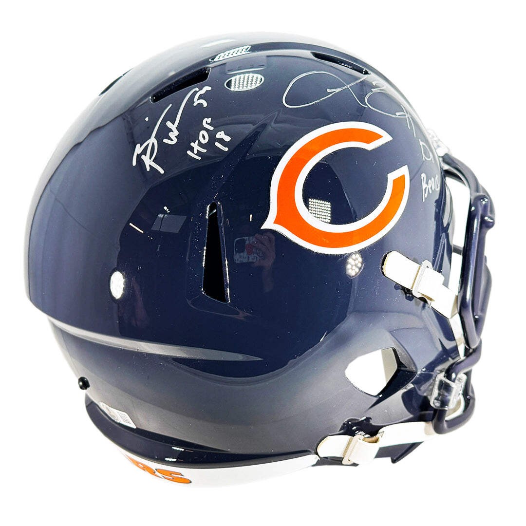 Brian Urlacher and Lance Briggs Signed HOF 18, Da Bears Inscriptions Chicago Bea 