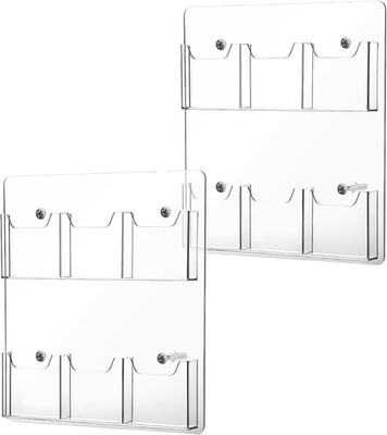 Eersida 2 Pack Acrylic Brochure Pamphlet Holder Wall Mount Clear Brochure Displa