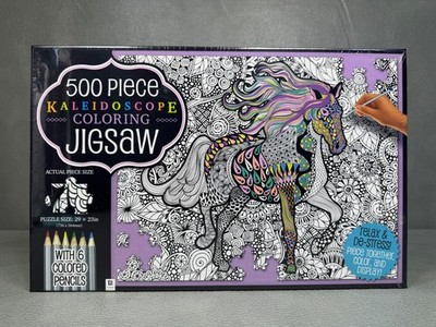 500 Piece ''Through The Fields'' Kaleidoscope Coloring Jigsaw Puzzle