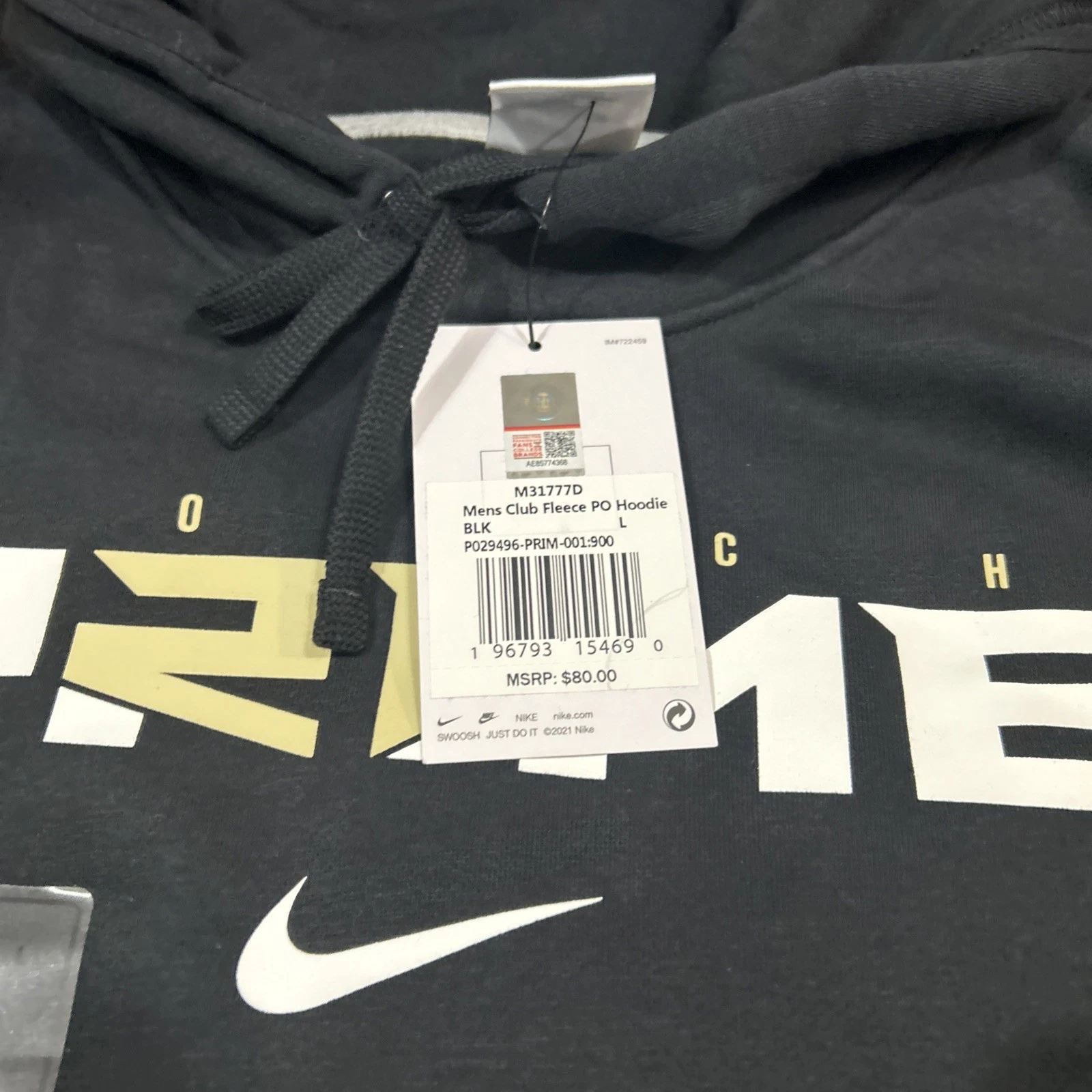 Nike Uomo Coach Prime Deion Sanders 2.0 Nero Pullover Firmato Felpa con Cappuccio Large