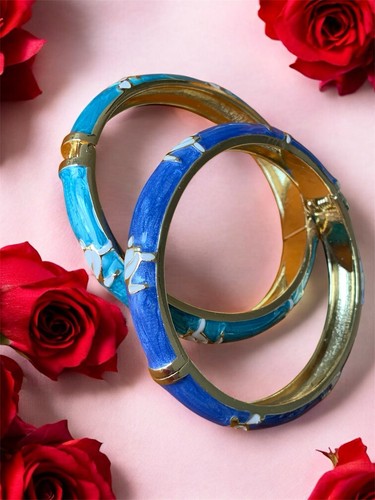 "2 pulseras brazalete esmaltadas isla azul verde azulado blanco tortugas marinas bisagras tono dorado 7""" - Imagen 7 de 15