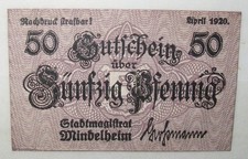 N°655  BANKNOTE DEUTSCHLAND NOTGELD 1920