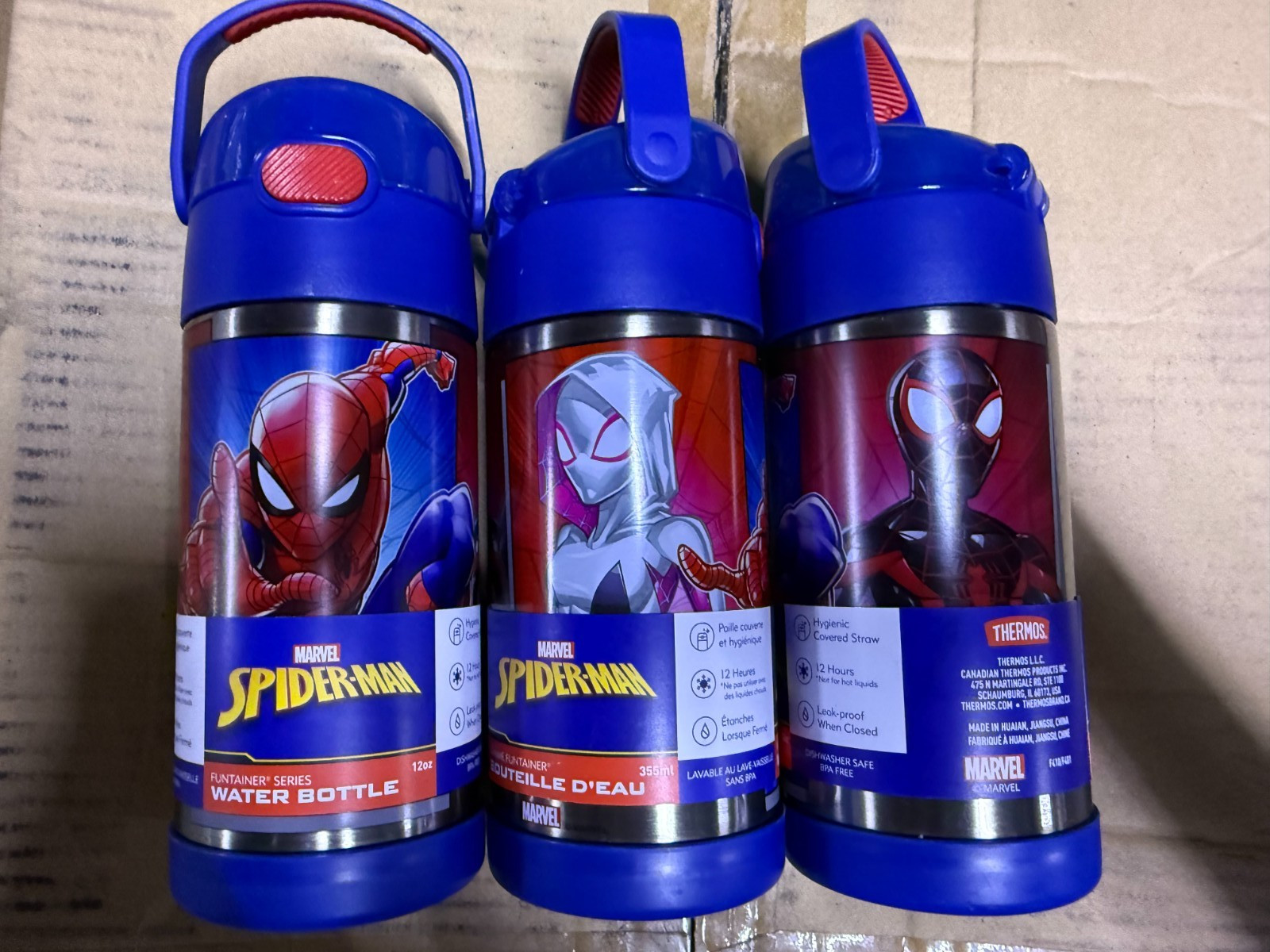 New Spider-Man Thermos 12 oz Funtainer Stainless Steel Handl