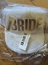 BNWT Unbranded White & Gold Adjustable Bride Cap, One Size