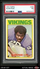 1972 Topps #300 Alan Page Vikings HOF Notre Dame PSA 7 - NM