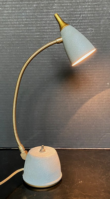 Vintage MCM Eagle Hi-Lite 340 Cone Goose Neck Table/Desk Lamp Industrial Grey
