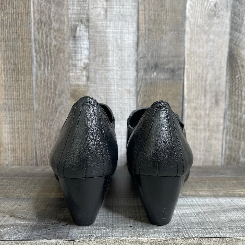 Womens Baretraps Theresa Black Leather Professional Comfort Heeled Clogs Size 9 - Image 4 of 4