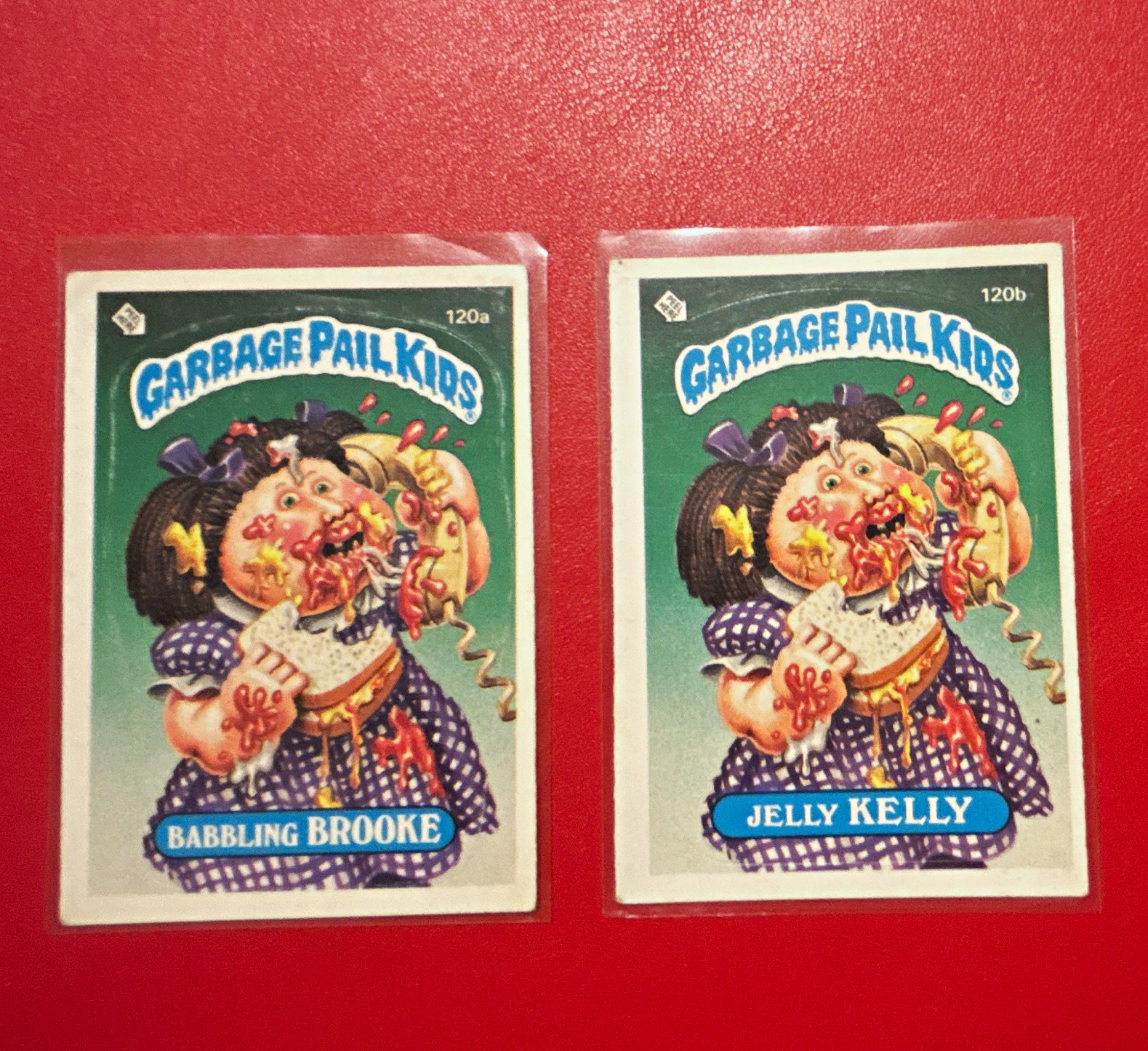 Topps Garbage Pail Kids 4-Card Lot Babbling Brooke Jelly Kelly 120a/120b