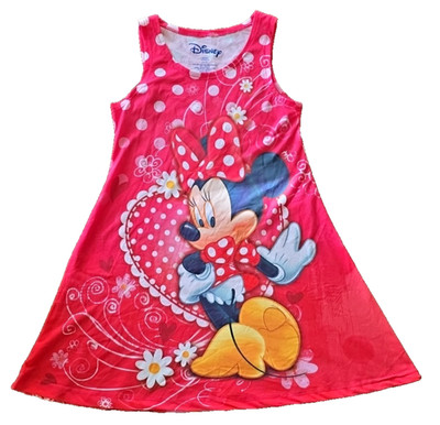 Disney Minnie  Mouse Pink to Red Ombre Tank Dress with Heart & Daisies Size 4/5