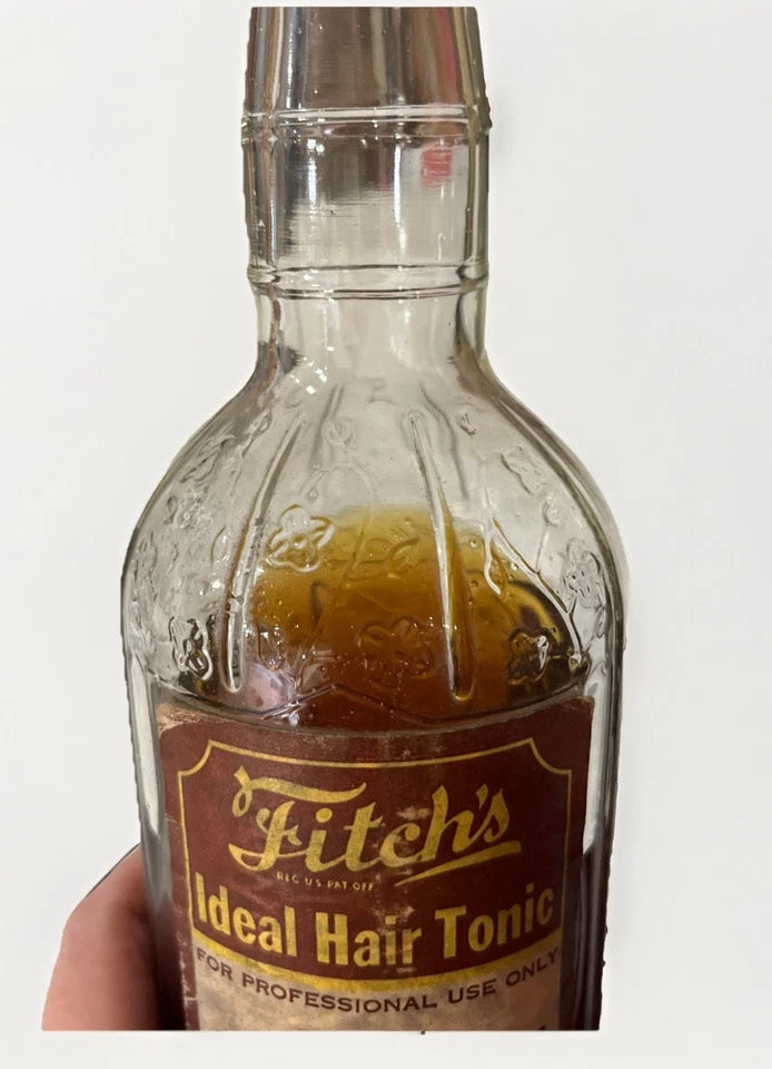 Botella de barbería vintage tónico para el cabello de vidrio FITCH ideal en relieve años 50 60 Foto 4 de 4