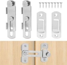 2 Pc Barn Door Lock Stainless Steel Sliding Door Latch 180 Degree Flip Door Lock