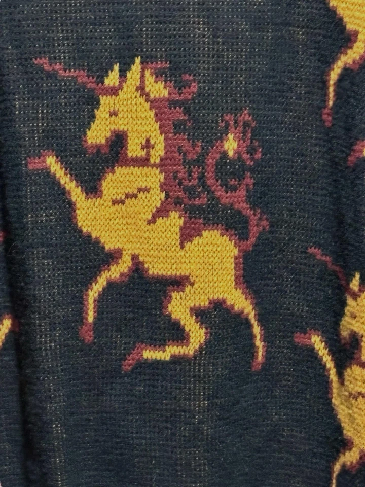 Suéter Unicornio De Colección Años 80 Por Anne Pinkerton Para Hombres L Negro Y Amarillo Difícil de Encontrar Raro Foto 3 de 4