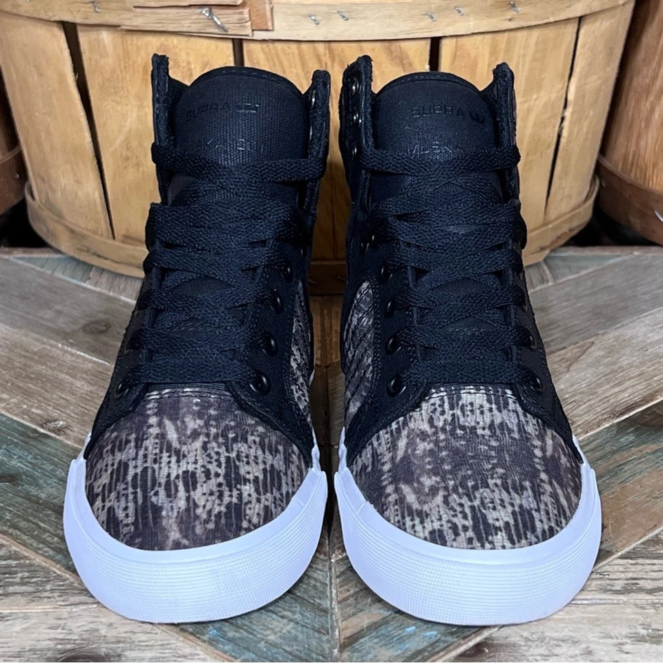 Supra Skytop Muska 001 Serpiente Negro Gris Lona Zapatillas Altas Mujer Talla 7 Foto 4 de 4