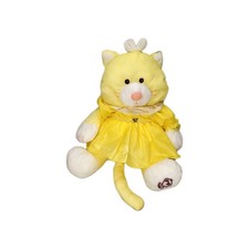 Vintage Fisher Price Puffalump 8002 Yellow Kitty Cat 1986 Dress Nylon Plush
