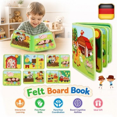 Montessori Filzbuch Busy Board Pädagogisch Sensorisch für Kleinkinder 2-4 Jahre