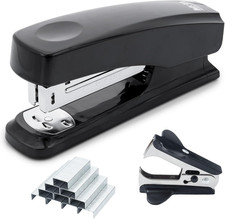 Desktop Stapler, 25 Sheet Capacity, 1000 Staples, Remover, Black