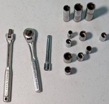 Vintage Craftsman Made In Usa Tool Lot 14 14 Drive 6 12 Point Sockets Ratchet
