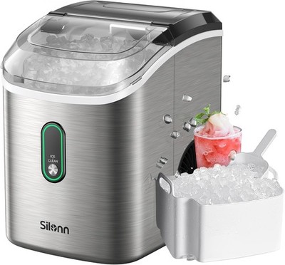 Silonn Nugget Ice Maker Countertop, Pellet Ice Machine with Self-Cleaning