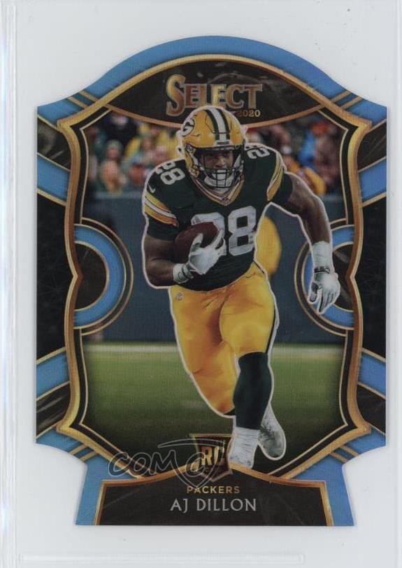2020 Panini Select Concourse Light Blue Prizm Die-Cut AJ Dillon #65 11sd
