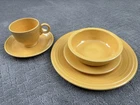5 Pc Place Setting Vtg Yellow Fiestaware  1936-1943 Plates Bowl Saucer Ring Cup