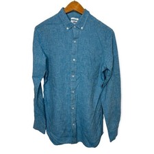 Old Navy Button Down Long Sleeve Slim Fit Blue Shirt Men's Size Small