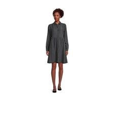 Time and Tru Women's Black Button Down Shirt V-Neck Dress Size L