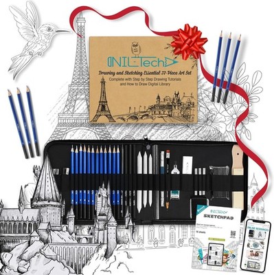 Professional Drawing Artist Sketching Set Pencils and Sketch Charcoal Art & Case